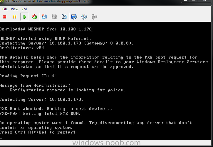 Windows pxe boot service menu